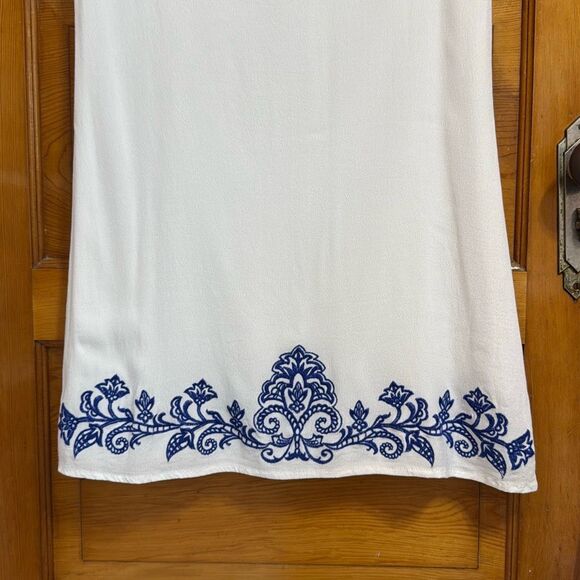 Lulus White Blue Embroidered Boho Mini Dress Women’s Small - Picture 3 of 8